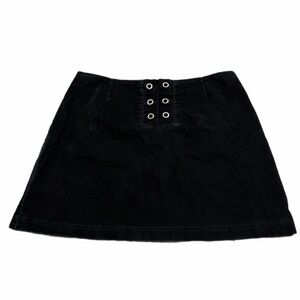 Rare 90s Vintage Express Velvet Corset Grommet Mini Skirt (Black) Size 9/10, M
